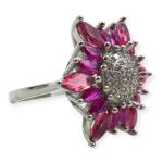 Amazing Flower Shape Ring with Beautiful Pink and White Stones